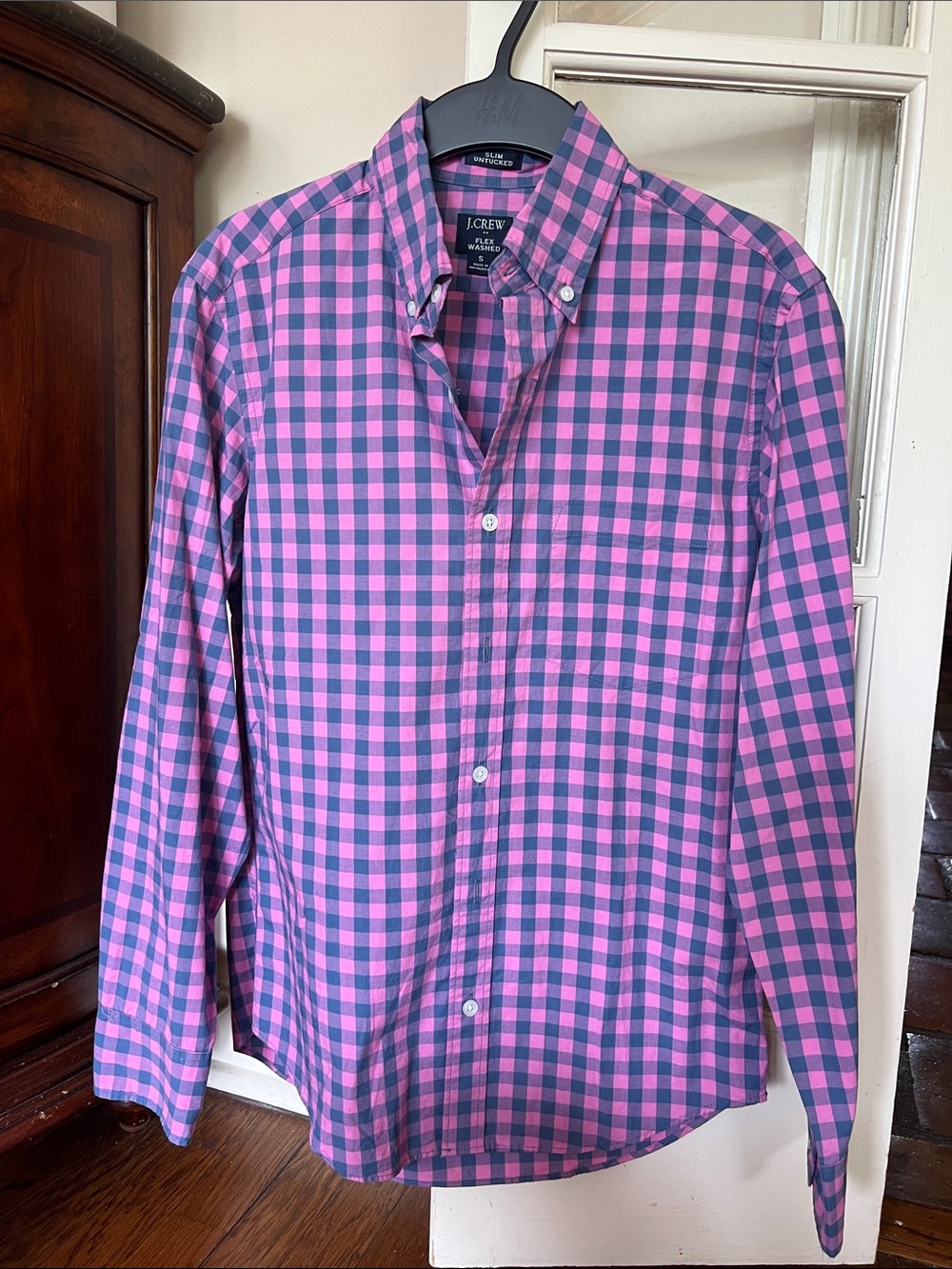 J. Crew Pink and Navy Gingham Button-Down Shirt, New no tags